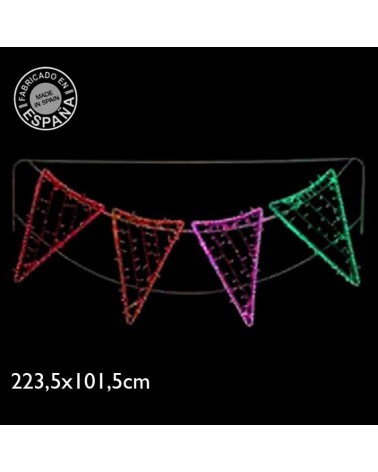 Multicolor pennants 2.23 meters red, orange, pink and green lights suitable for outdoors