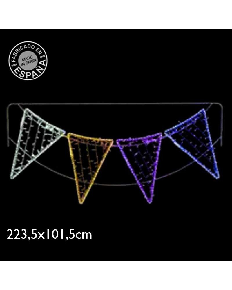 Multicolor pennants 2.23 meters white, yellow, purple and blue lights suitable for outdoors