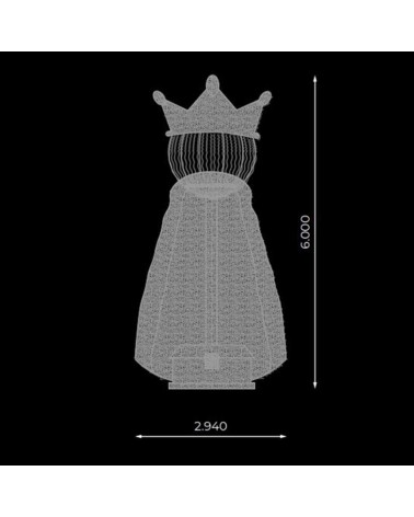 Figura Navideña Rey Melchor luz cálida, blanco y azul 6 metros de alto con tapiz apto para exterior 24V