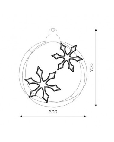 Christmas figure wreath with snowflakes warm and white light 60x70cm suitable for outdoors