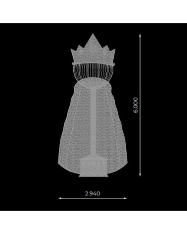 Figura Navideña Rey Gaspar luz cálida, blanco, verde y rojo 6 metros de alto con tapiz apto para exterior 24V