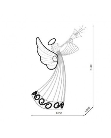 3D Angel Christmas figure with trumpet warm and white light 2.50 meters high with PVC net suitable for outdoors 24V