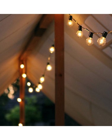 Festoon light of 50 E27 lamp holders 25 meters for outdoor use IP44