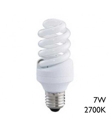 Bombilla Micro espiral 7W E27 luz cálida 2700K