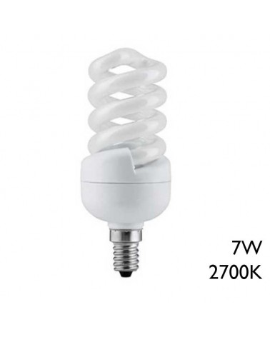 Bombilla Micro espiral 7W E14 luz cálida 2700K