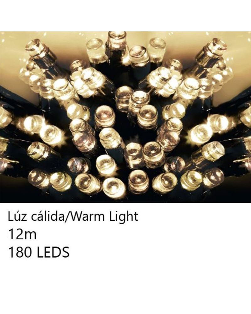 String light 12m 180 LED with 1 section warm clear capsule, IP65 suitable for outdoor use