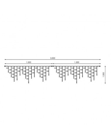 Cortina de LEDs 3x1m efecto hielo icicle estalactita, cable dorado empalmable con 102 leds para interior