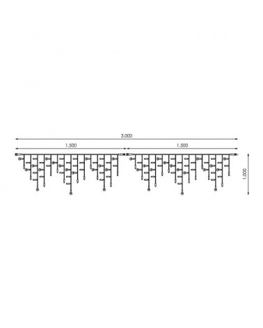 Cortina de LEDs 3x1m efecto hielo icicle estalactita, cable dorado empalmable con 102 leds (18Leds flashing) para interior