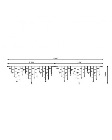 3x1m LED curtain with ice effect, icicle stalactite, white cable connectable with 102 flashing LEDs IP65