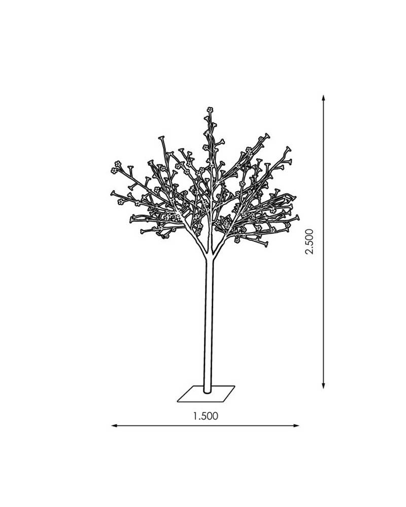 Árbol de Invierno LED de 2,50 metros con 600 leds de luz cálida o luz blanca IP44 baja tensión 24V