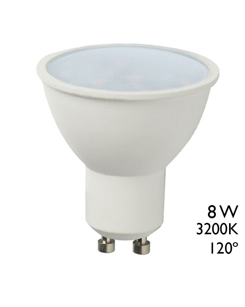 Bombilla spot dicroica LED 8W GU10 120º 3200K