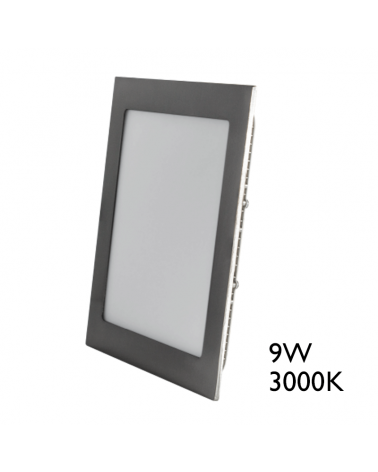 Mini downlight cuadrado marco gris LED empotrable 9W de 12x12cm