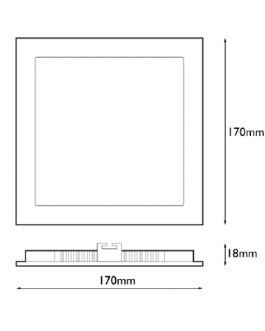 Mini downlight cuadrado marco gris LED empotrable 12W de 17x17cm