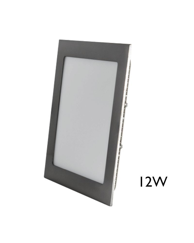 Mini downlight 17x17cm cuadrado marco gris LED empotrable 12W