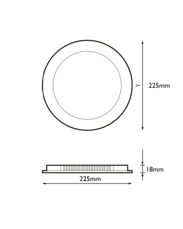 LED Downlight 22.5cm 18W recessed grey frame