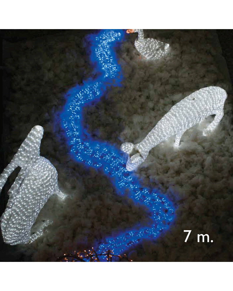 Cascada LED 7m con 960 Leds Azules 24V IP44 apta para exteriores. Controlador de 8 funciones incluido.