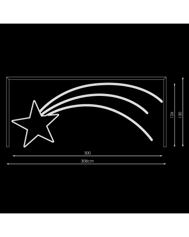 Estrella de oriente 3 metros cometa doble neon LED IP65 230V 189W