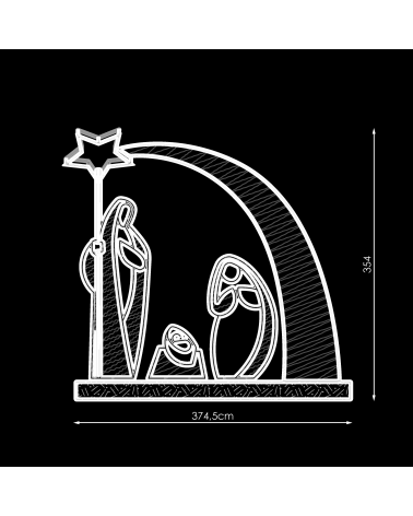 Nacimiento Navidad 3D LED con 3 figuras, cometa y portal IP44 apto para exteriores 24V