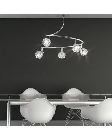 56cm ceiling fixture with 5 transparent acrylic carved rock-style spotlights, LED 30W 2850LM 4000K