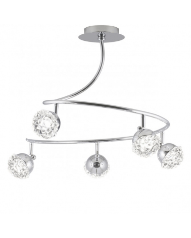 56cm ceiling fixture with 5 transparent acrylic carved rock-style spotlights, LED 30W 2850LM 4000K