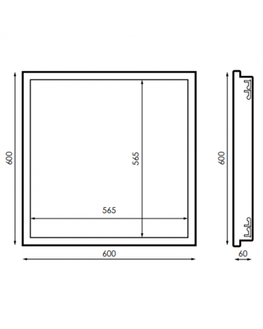 Frame to embed ceiling with hidden profile 60x60cms