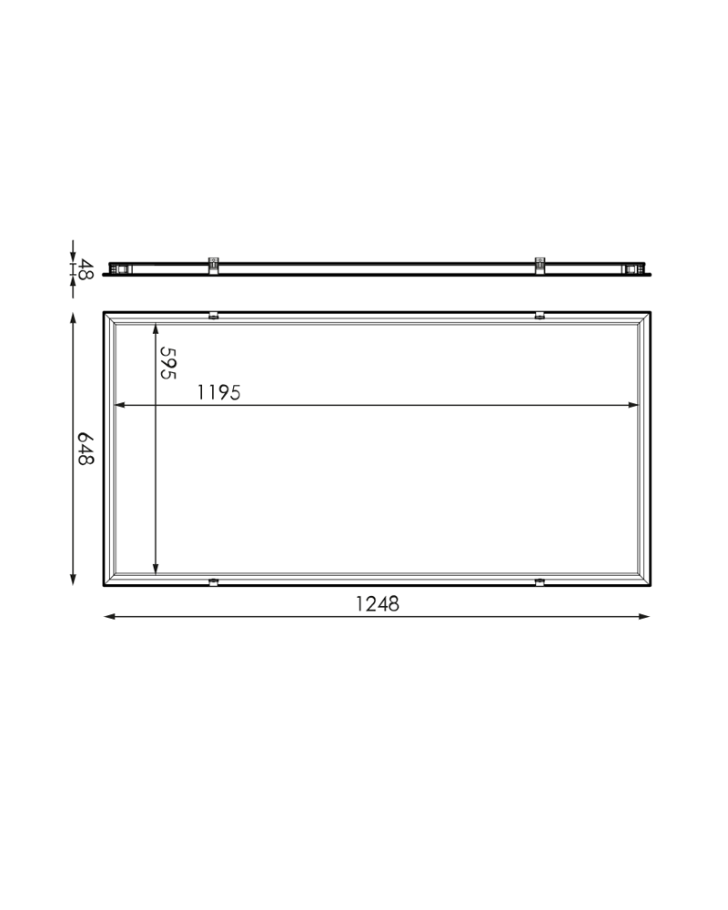 Detachable recessed frame 60x120x4.8 cm.