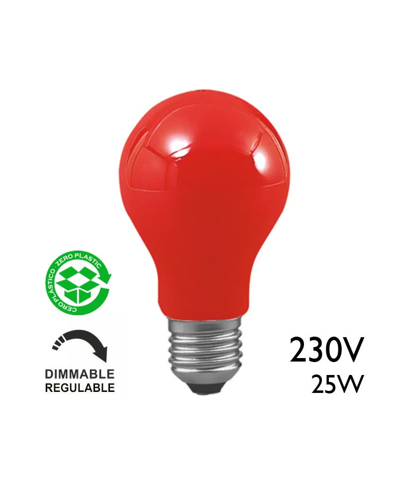 Bombilla incandescente estándar roja 25W E27 230V