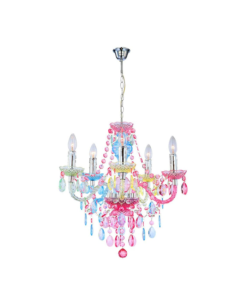 pink and blue chandelier