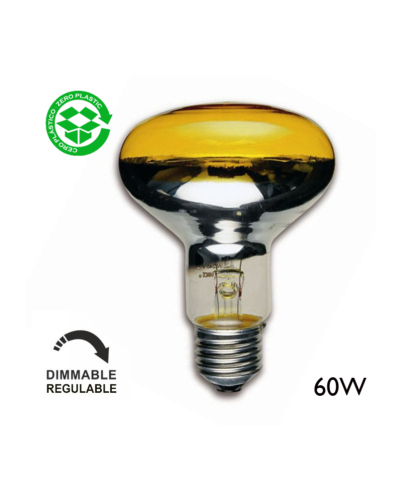 Yellow incandescent R80 reflector bulb 60W E27 80mm