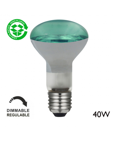 Bombilla reflectora R63 incandescente azul, roja, verde, amarilla 40W E27 63mm