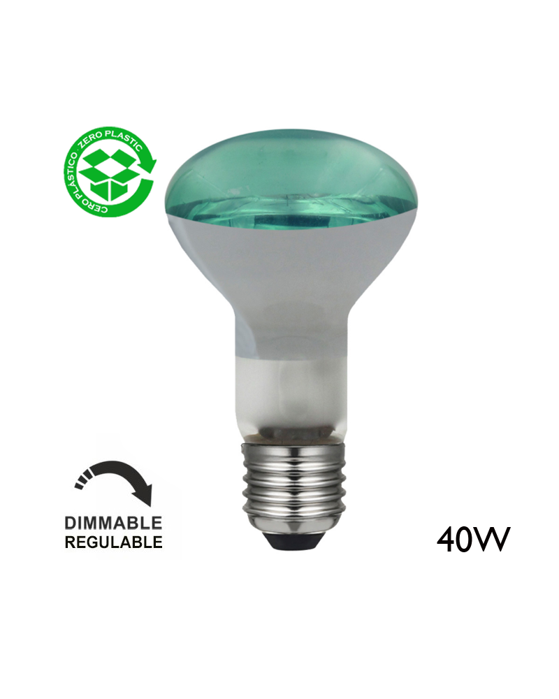 Bombilla reflectora R63 incandescente azul, roja, verde, amarilla 40W E27 63mm