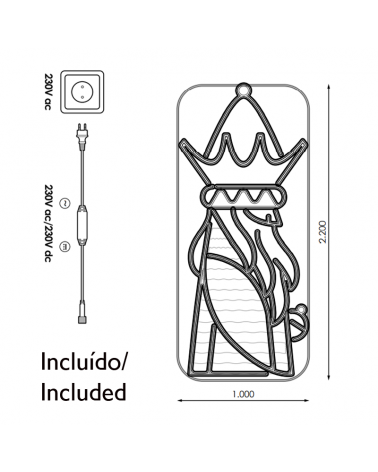 Figura Navideña Rey Mago Gaspar 1x2,20 metros apto para exteriores