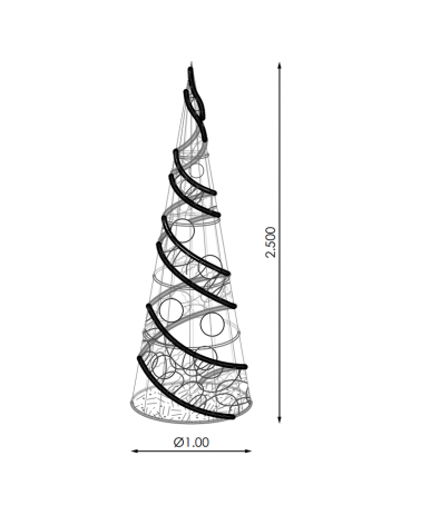 Cone Loop of 2.50 meters LEDs warm white light flash effect with PVC tapestry IP44 low voltage 24V 56W