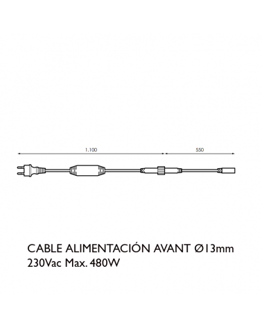 Cable alimentación 165cms 230V 480W para hilo LED